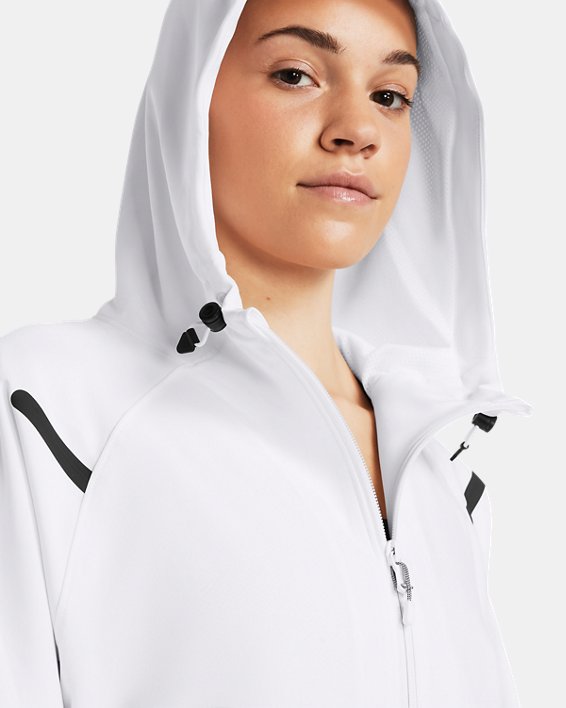 UA Unstoppable Jacke mit Kapuze für Damen, White, pdpMainDesktop image number 3